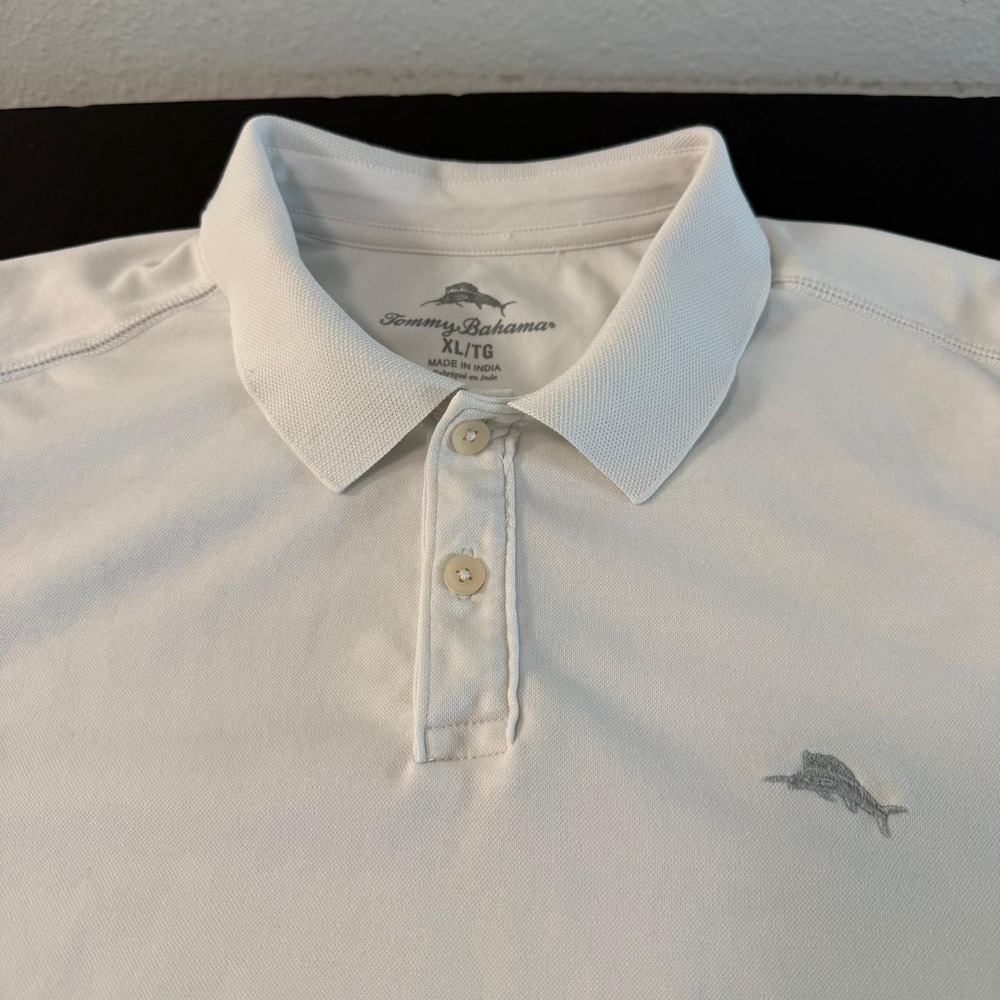 Tommy Bahama Mens XL White Short Sleeve Pique Polo Shirt